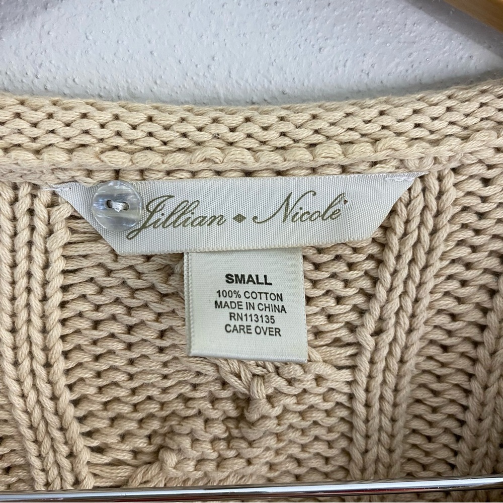 Jillian Nicole Knit Cable Knit Cardigan Tan/Beige Women’s Small Fisherman - Picture 3 of 6